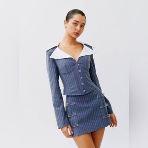 With Jean Claudia pin stripe corset top and skirt set size xs